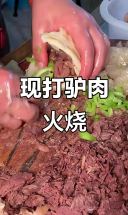 保定河间驴肉火烧，现打火烧夹驴肉，香到不行！