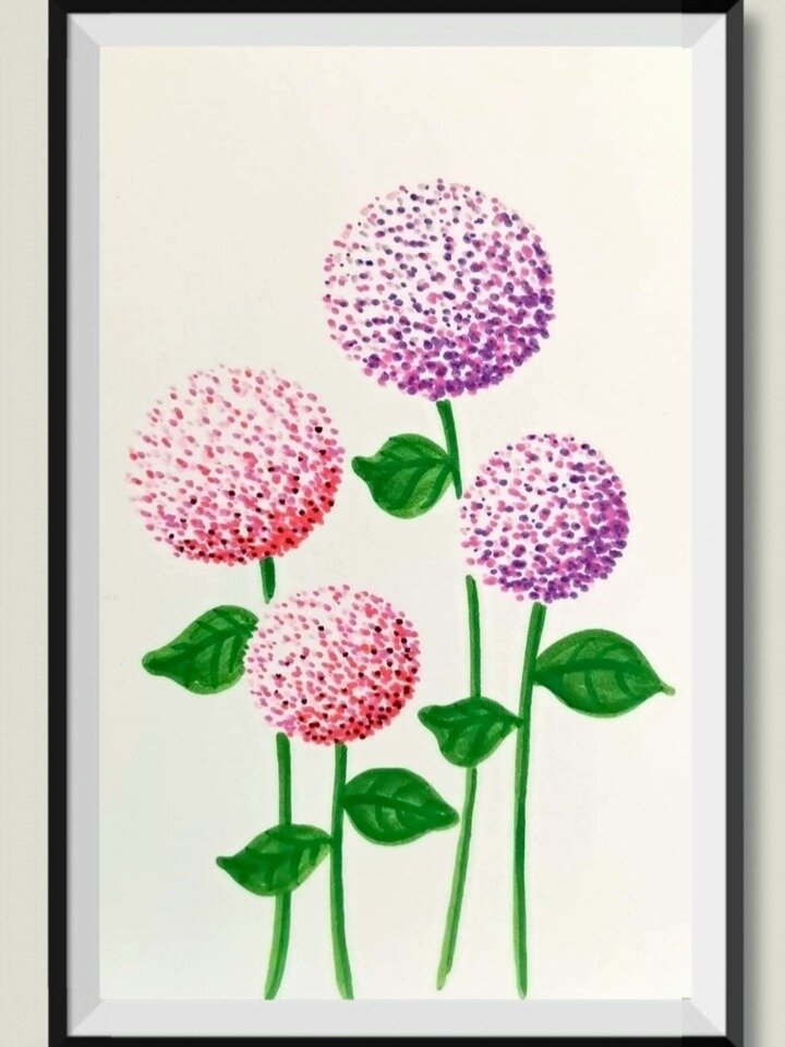 用马克笔点点点,简单漂亮花朵就画好了