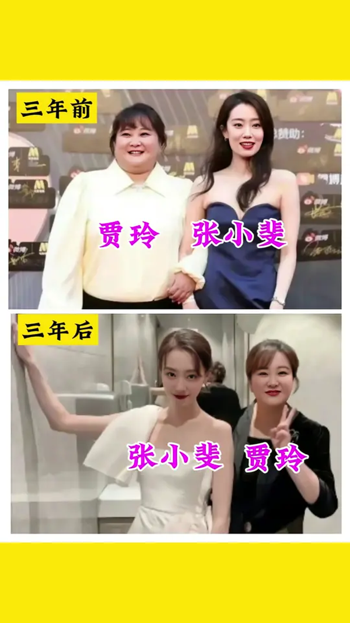 贾玲和张小斐相隔3年的合影对比-度小视