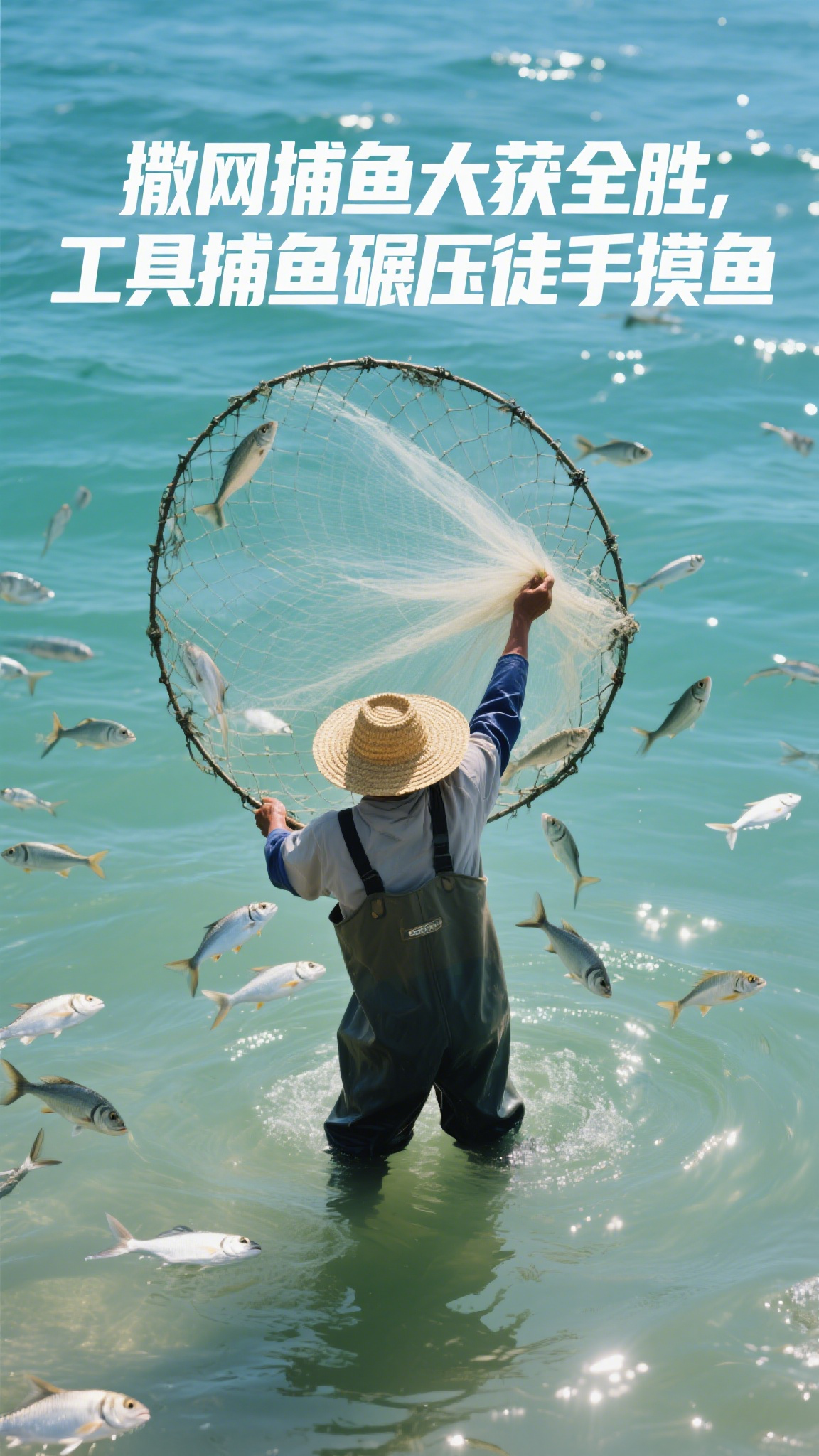 撒网捕鱼大获全胜,工具捕鱼碾压徒手摸鱼