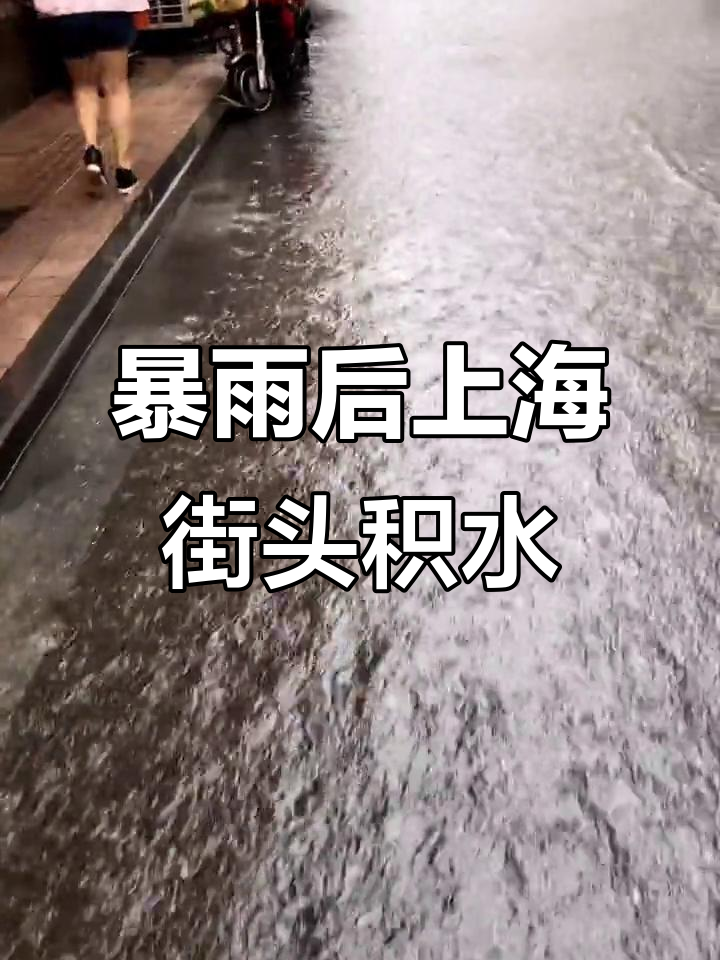 上海街道涨水,狂风暴雨后的景象