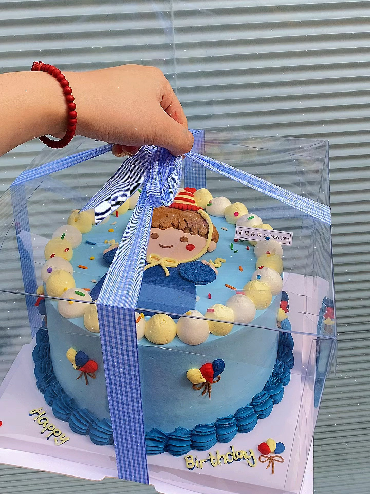 8寸小男孩蓝色系生日蛋糕