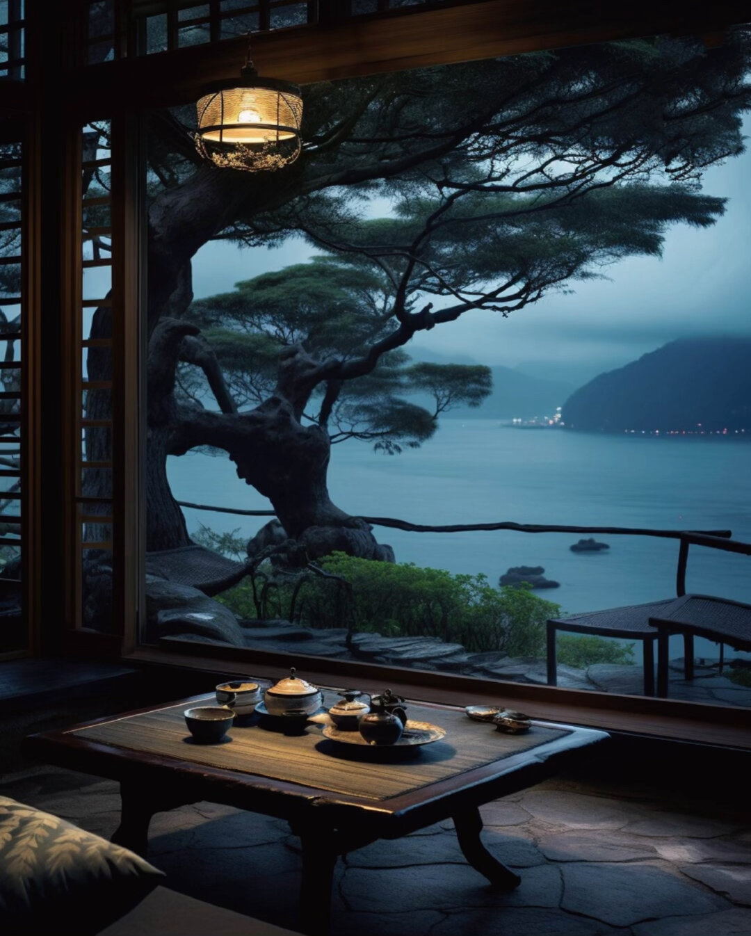 夜晚的禅茶意境之美|家居美学|民宿