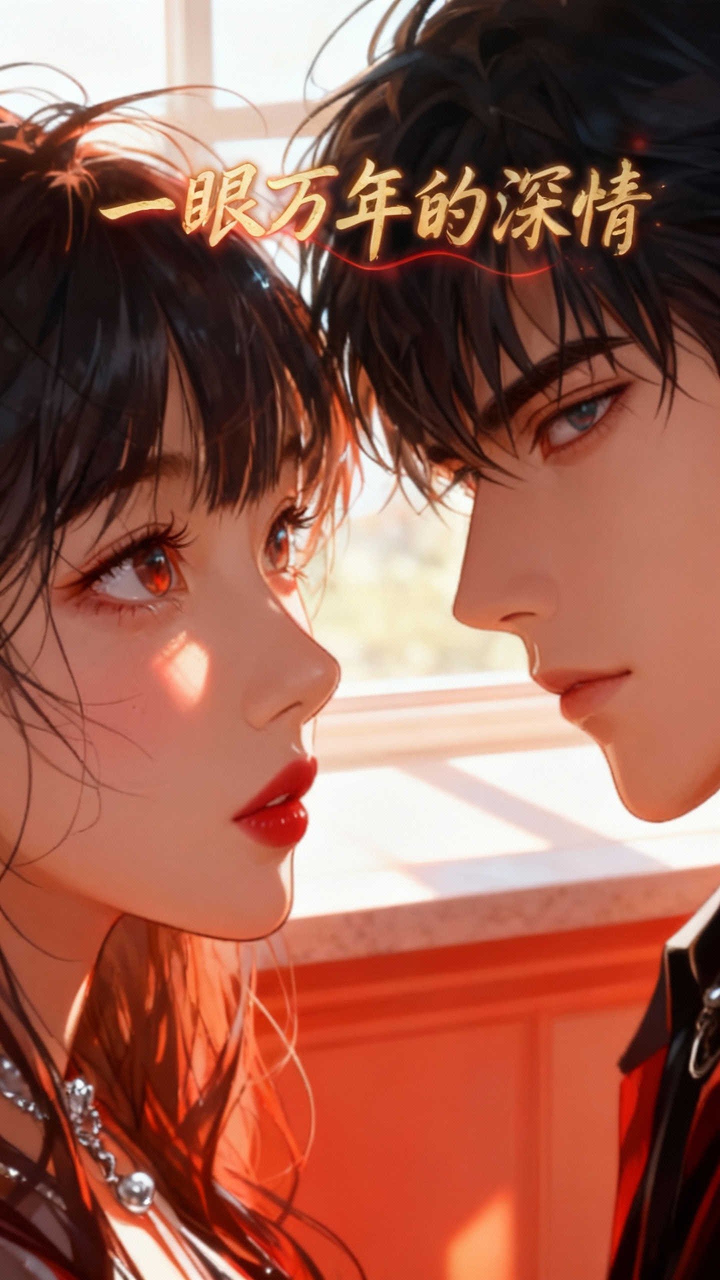 情侣深情对视,爱意满溢