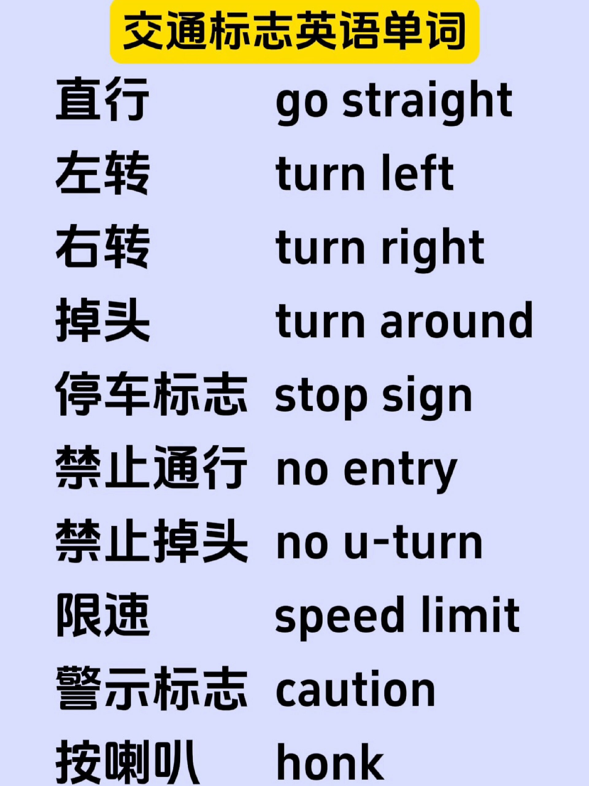 交通标志英语单词,建议收藏学习!
