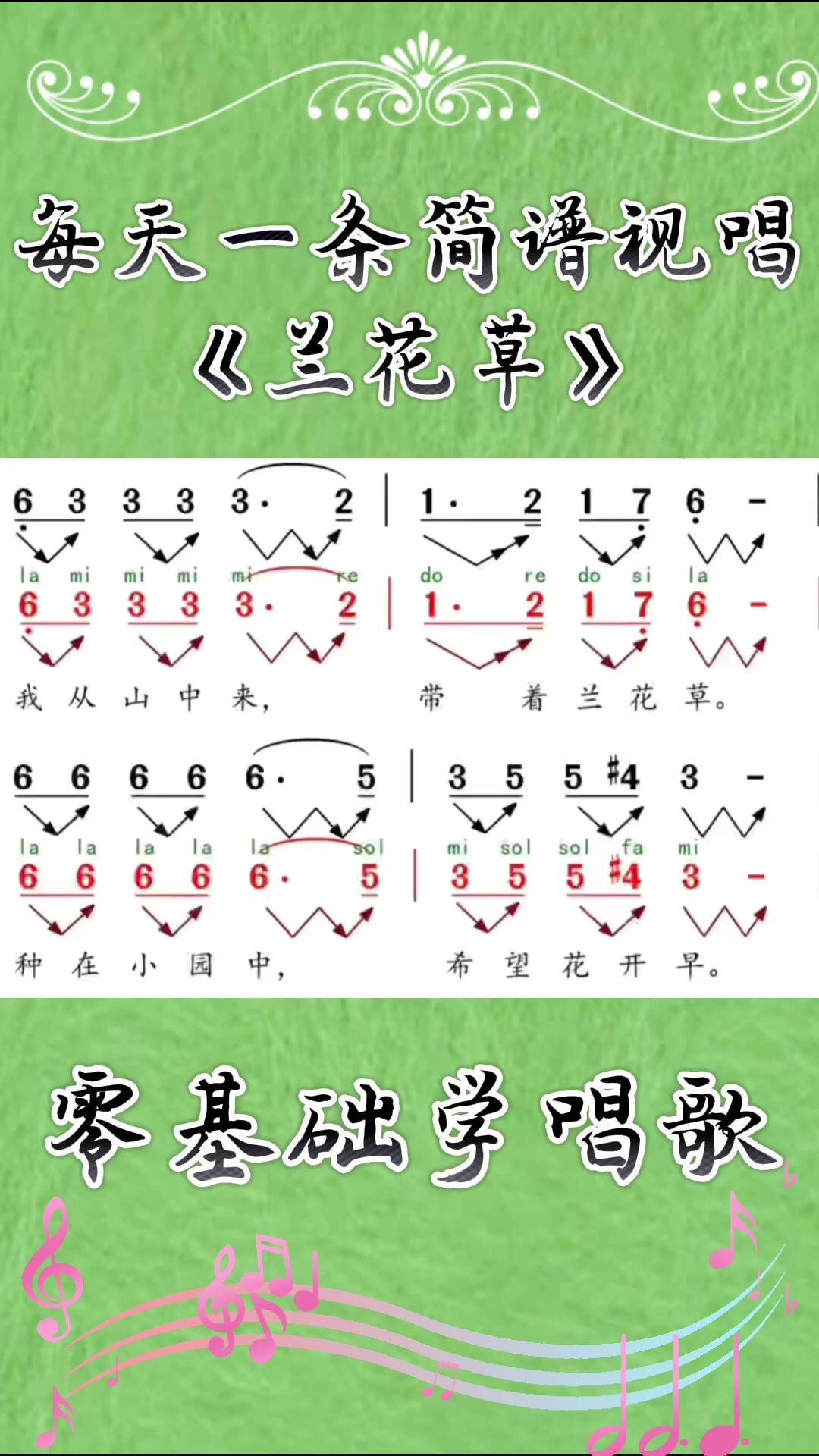 简谱教学 第47首《兰花草》