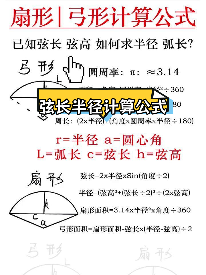 弓形弧长计算公式图解图片