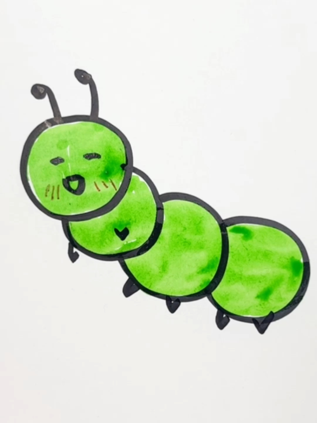 学满100副简笔画78:毛毛虫
