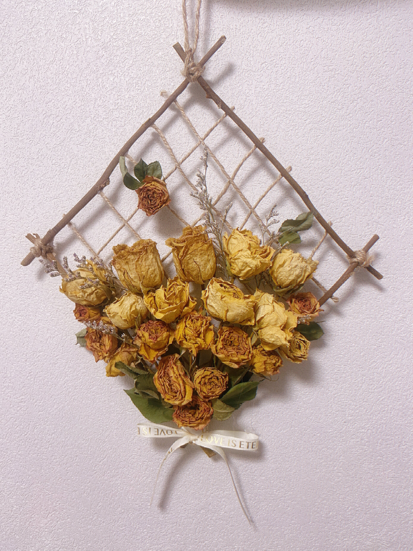 干花装饰|干花挂饰|麻绳diy