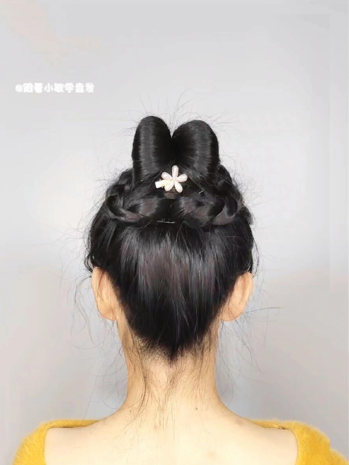 一看就会高颅顶国风汉服盘发 可爱减龄