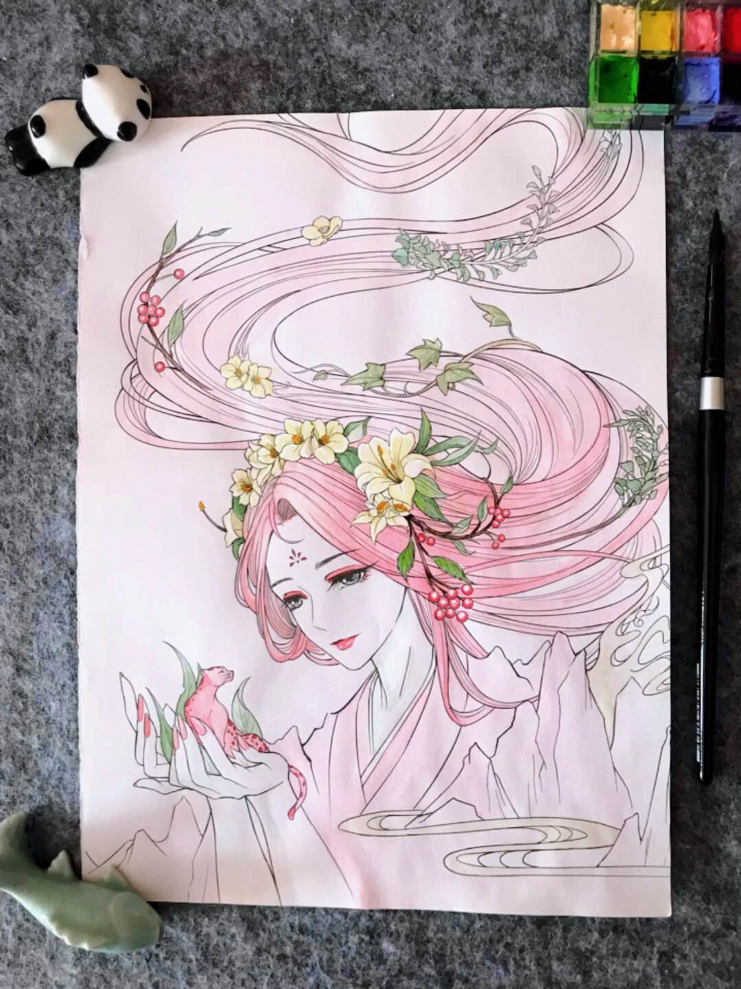 水彩配色|唯美古风山海经里的古神·巫山瑶姬