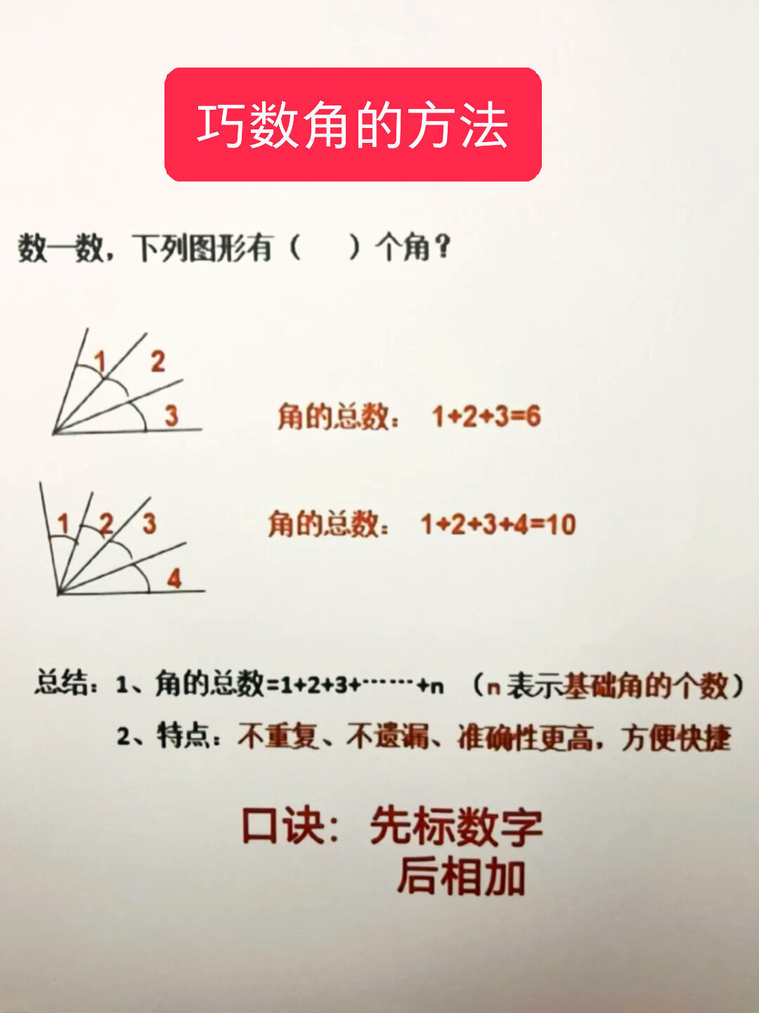 二年级上册数学巧数角的方法