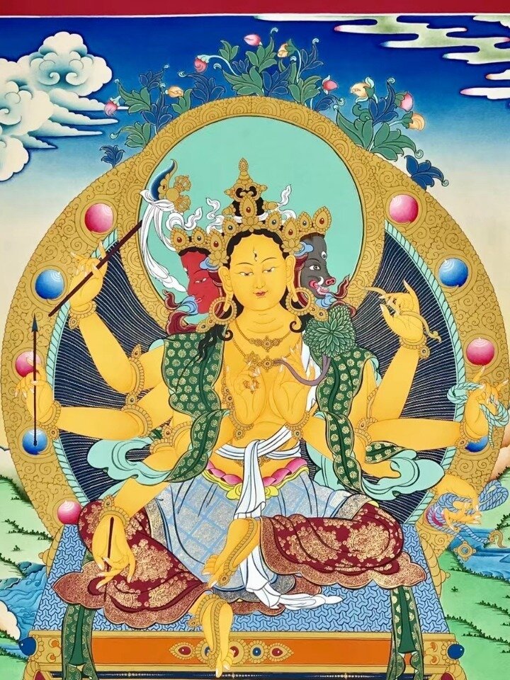 摩利支菩萨又称光明天母的稀有唐卡