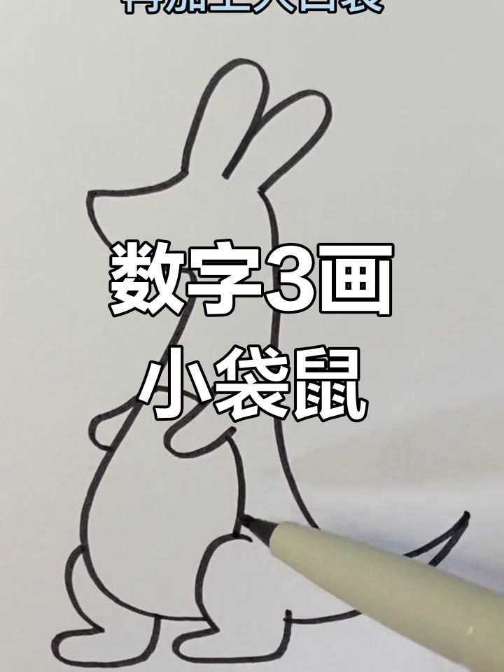 用数字3轻松画小袋鼠,简单又可爱