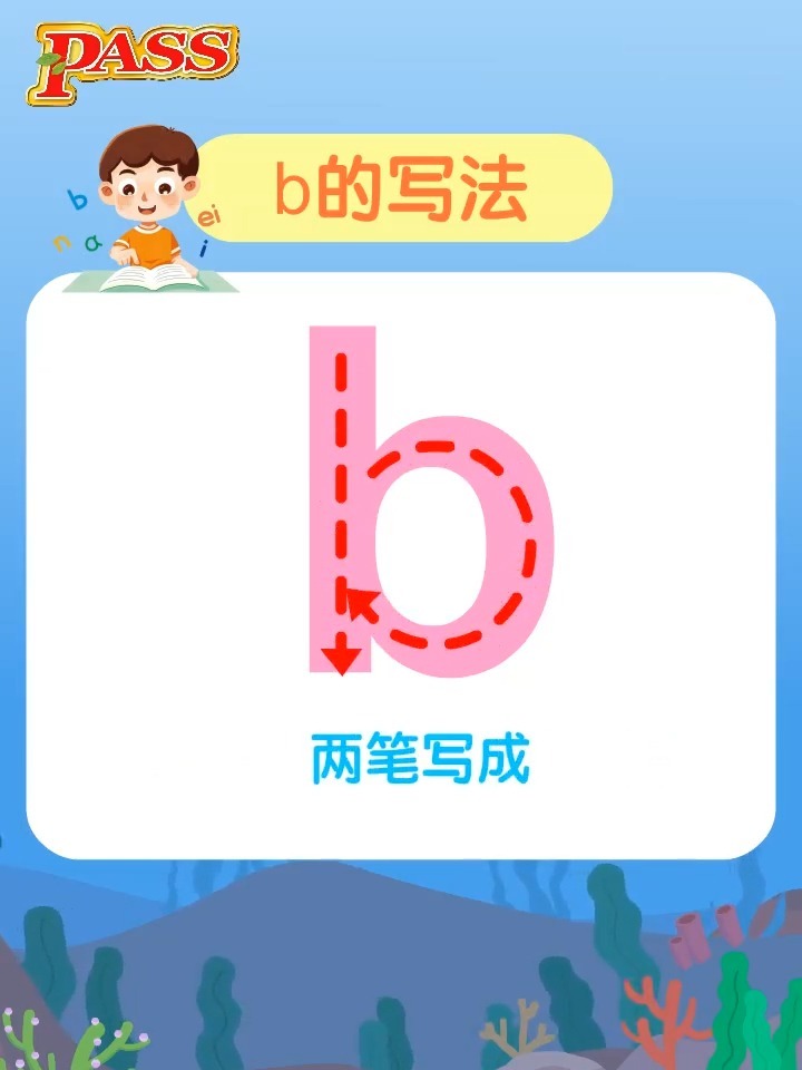跟着萌牛学拼音-声母"b"的写法