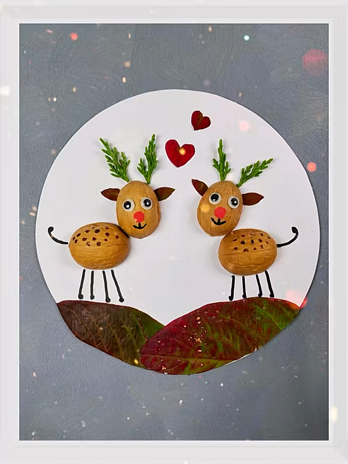 吃完的核桃壳别扔,做可爱的小鹿拼贴画!-度小视