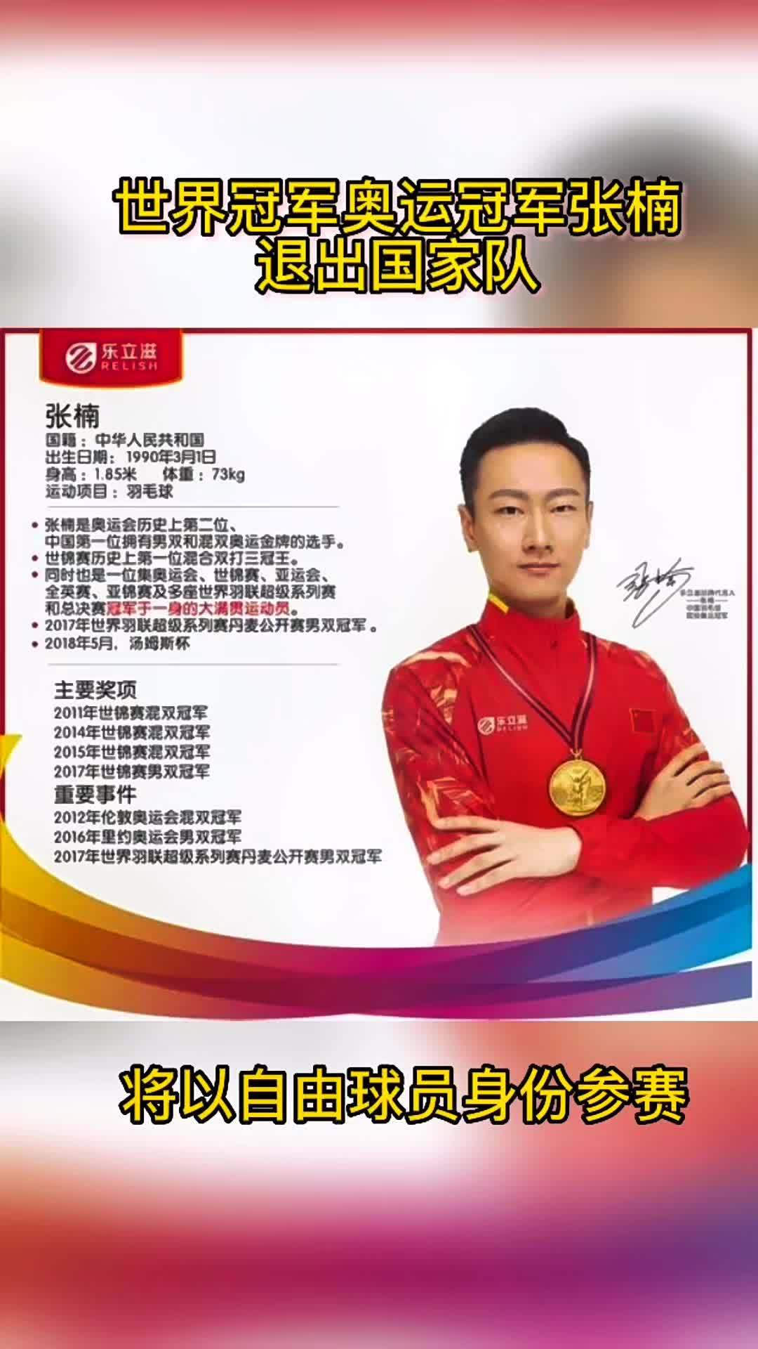 上热门 羽毛球 张楠退出国家队 中国国家队队员张楠宣布退出国家队