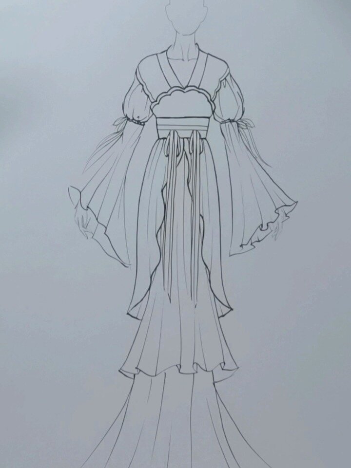 美好的一天,教你对襟长裙古风服饰画法-度小视