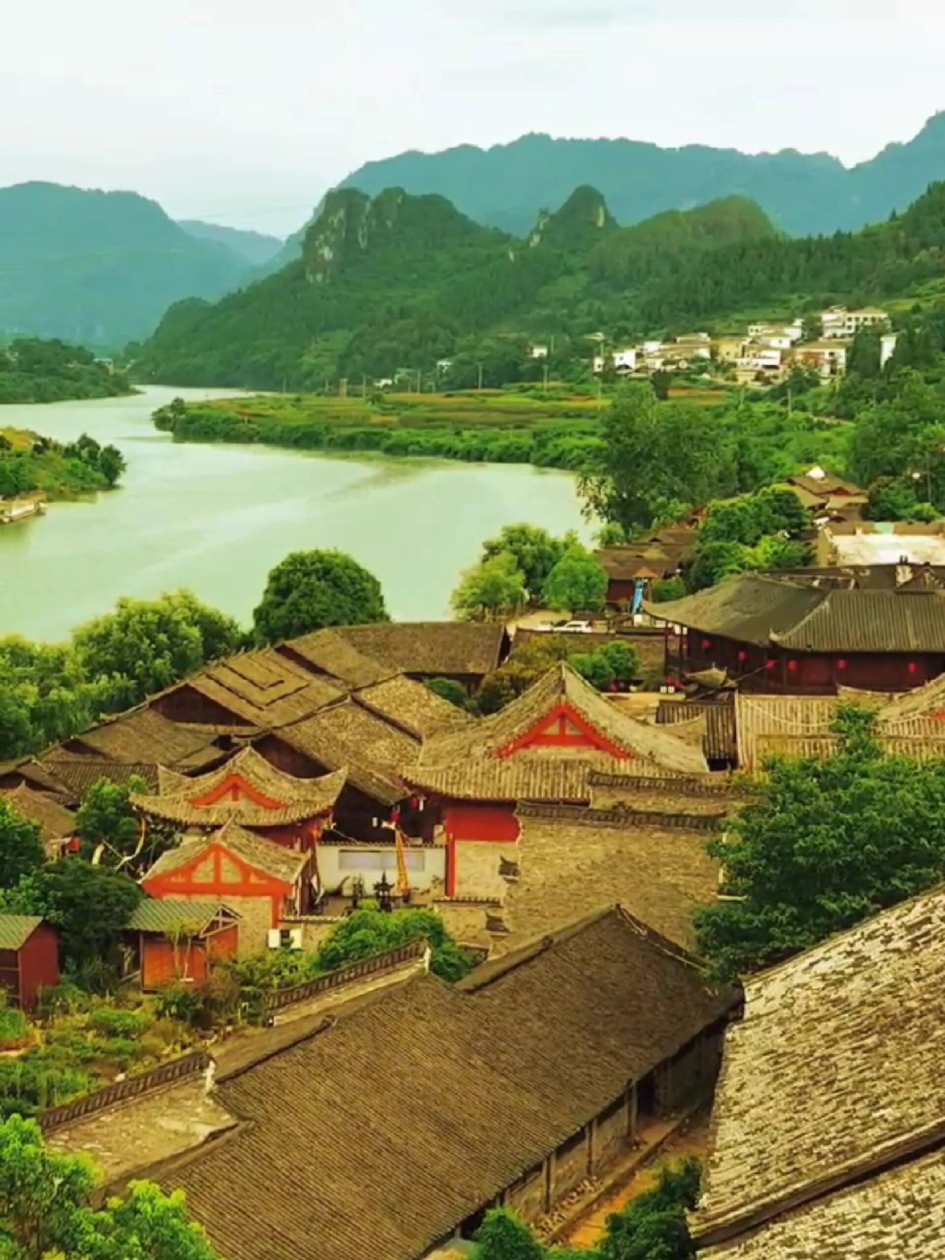 贵州铜仁大明边城景色 古村落风景 景点打卡