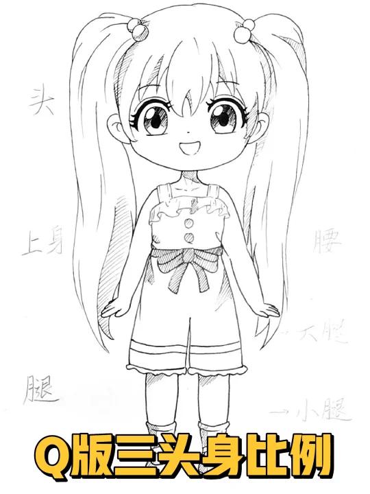 q版漫画三头身人物比例,动漫手绘