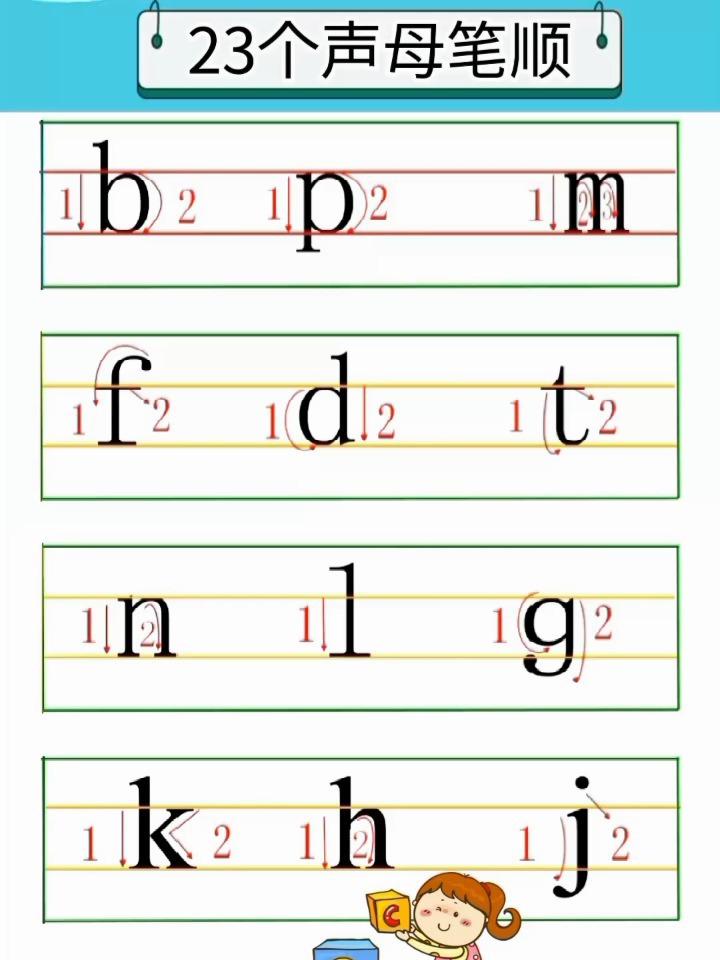 23个声母笔顺