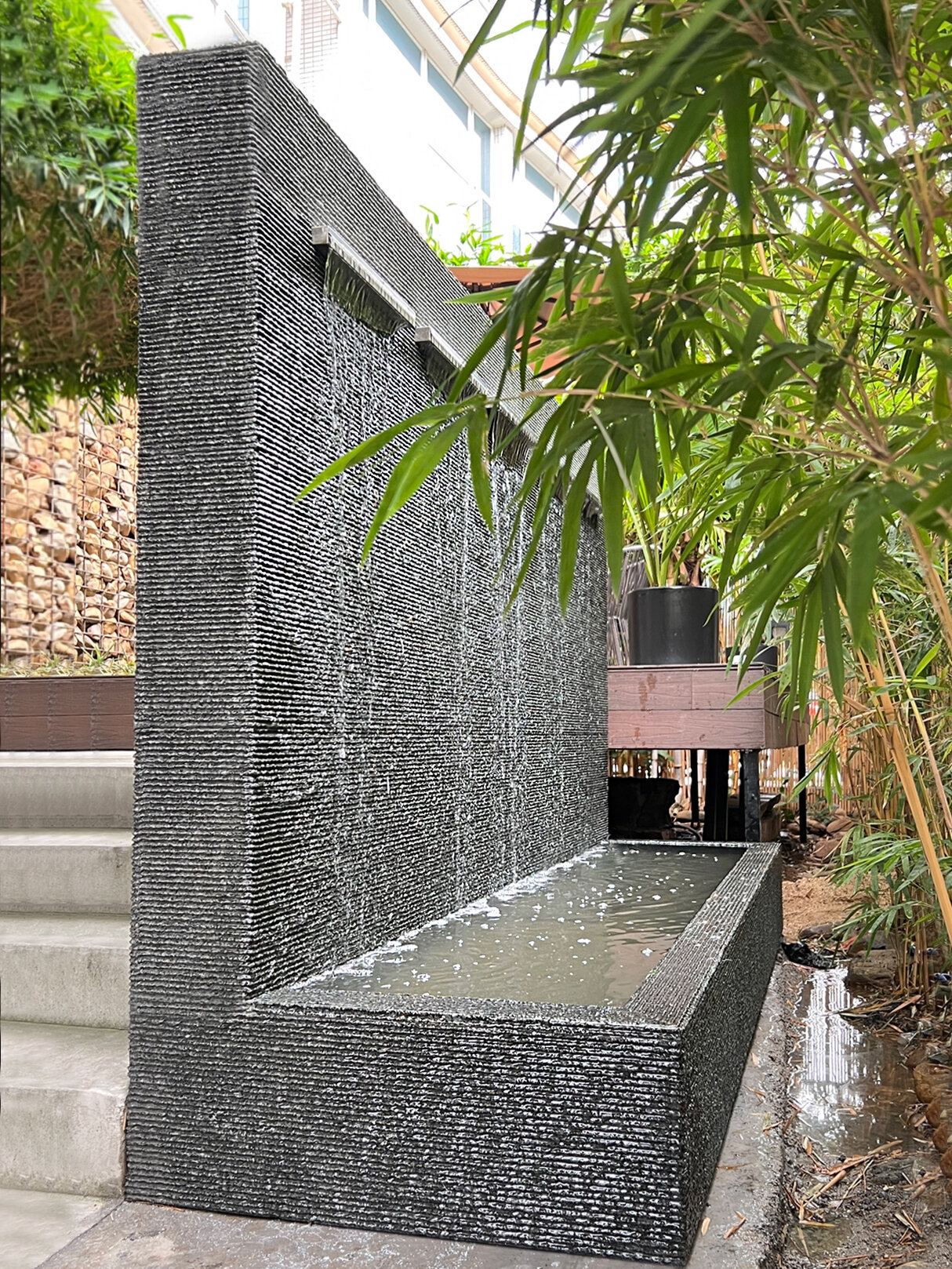 花园庭院入户屏风流水墙景观,风水招财!