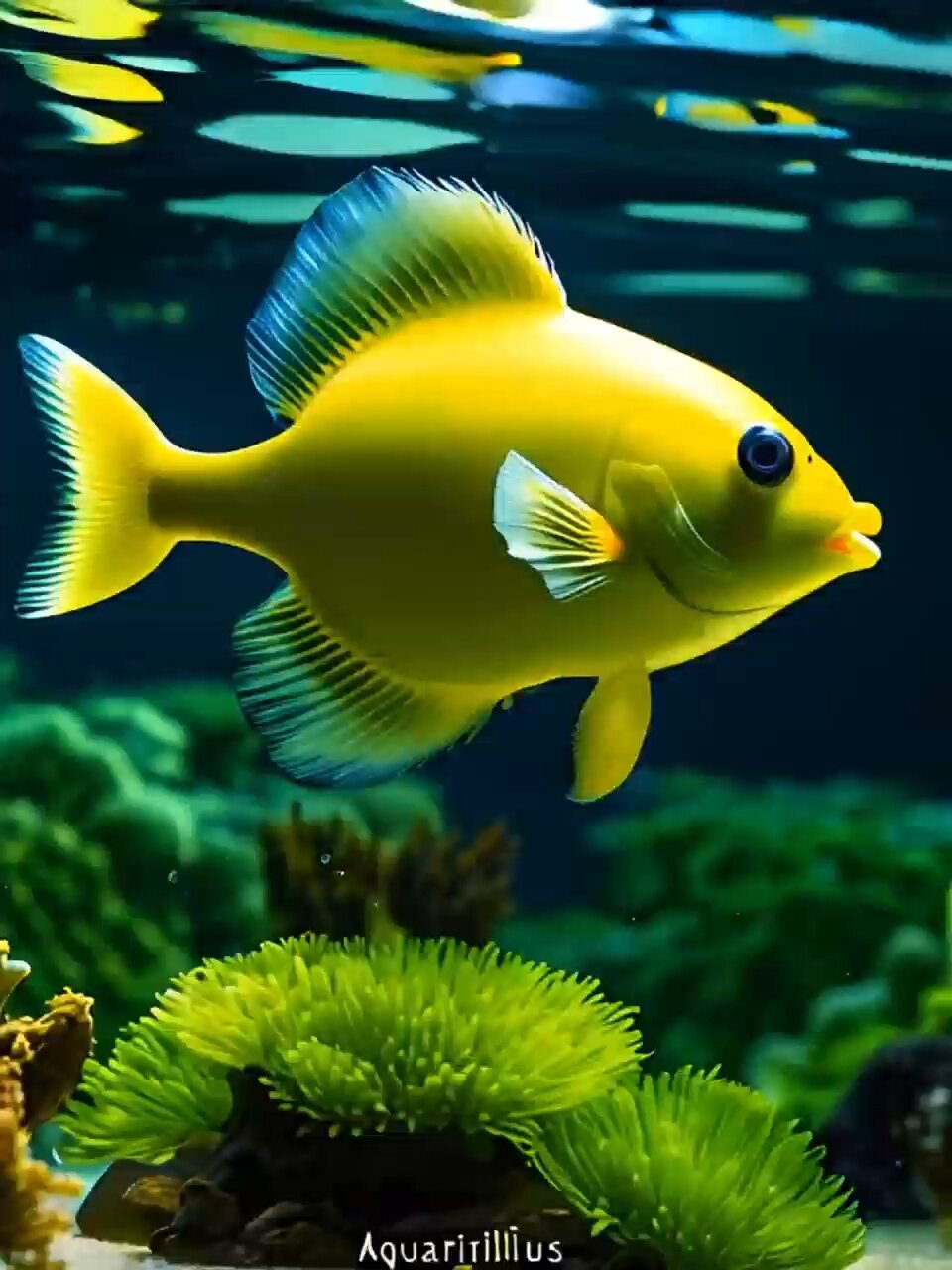 阳光下的海底世界:黄色鱼类动态壁纸,为你