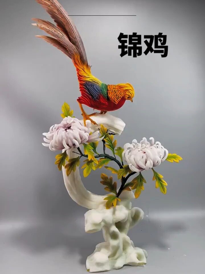 手工雕刻锦鸡