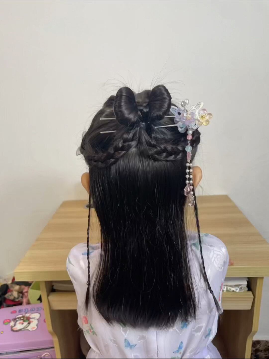 儿童古风汉服半披肩发型,简单又好看呀