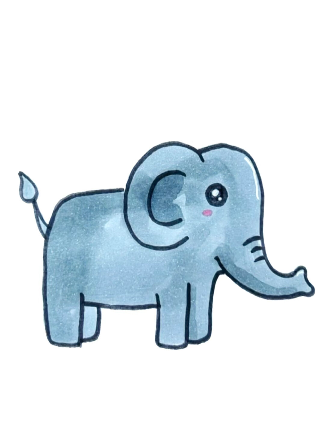 大象的尾巴怎么画?图片