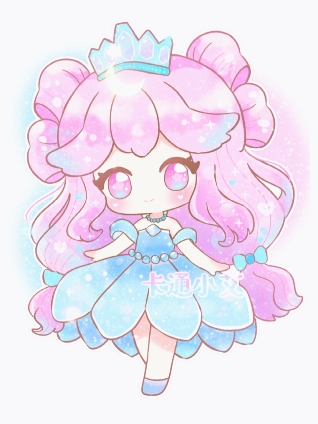 可爱公主 星座公主 水瓶座星空公主卡通画