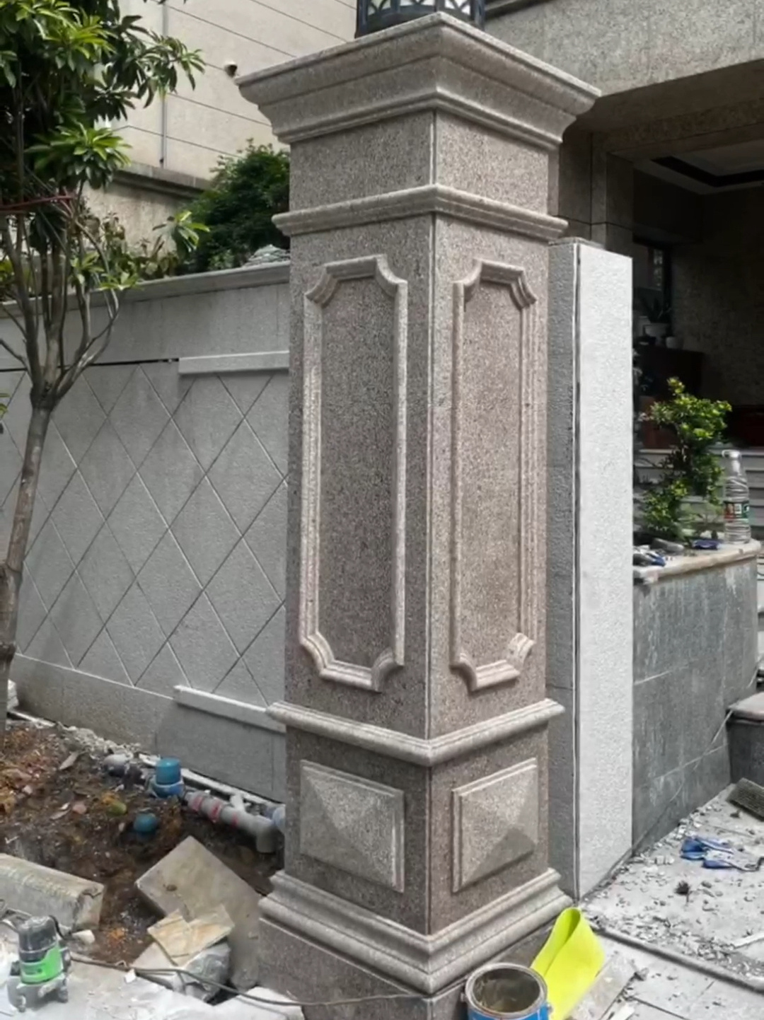 这样的石材围墙门柱你喜欢吗?