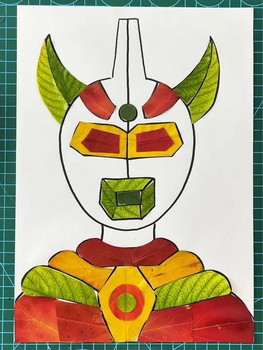 贴画奥特曼 快来看看我用树叶贴出的奥特曼,这也太酷了吧 亲子手工