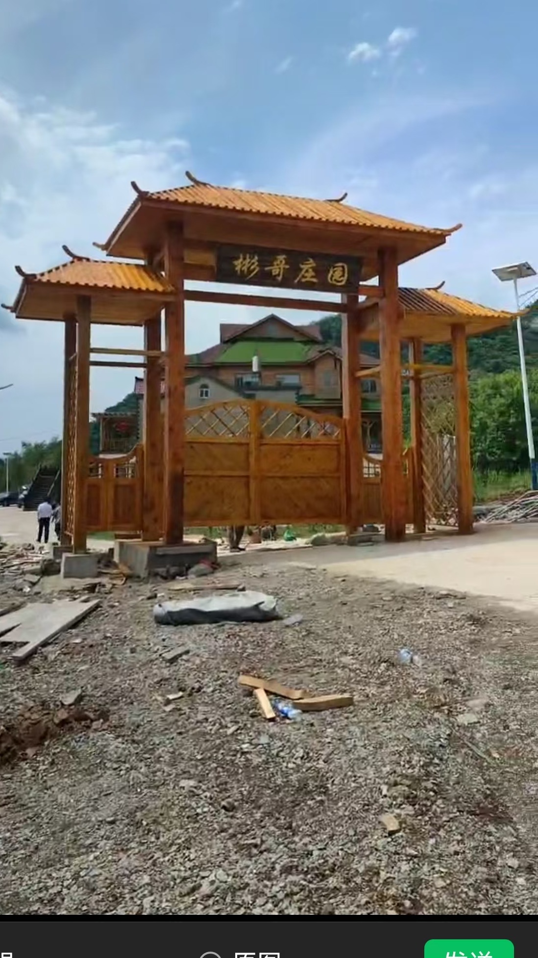 景区防腐木门楼古建实木牌坊木质大门