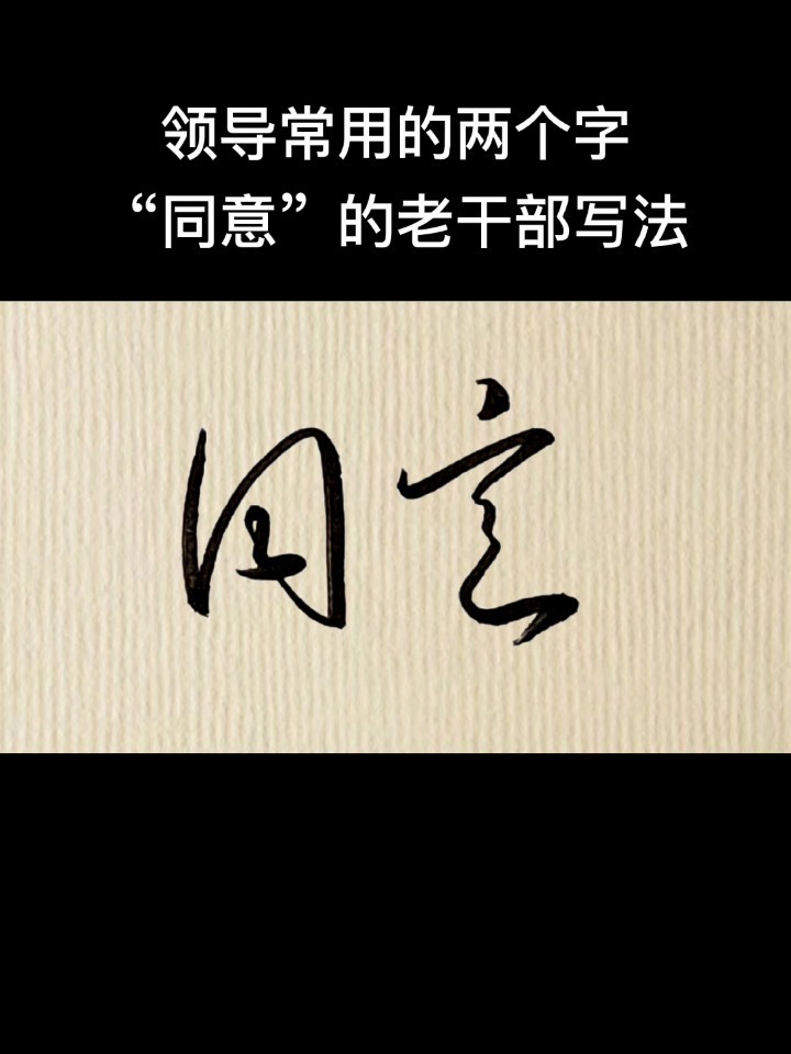 领导常用的两个字同意的老干部写法