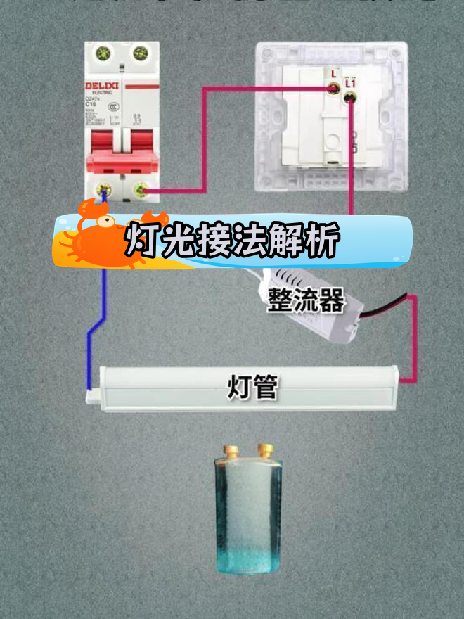 日光灯接线图实物图片