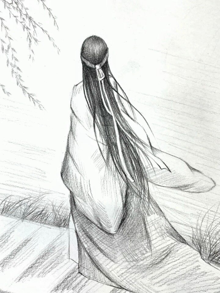 一起来画超简单古风背影
