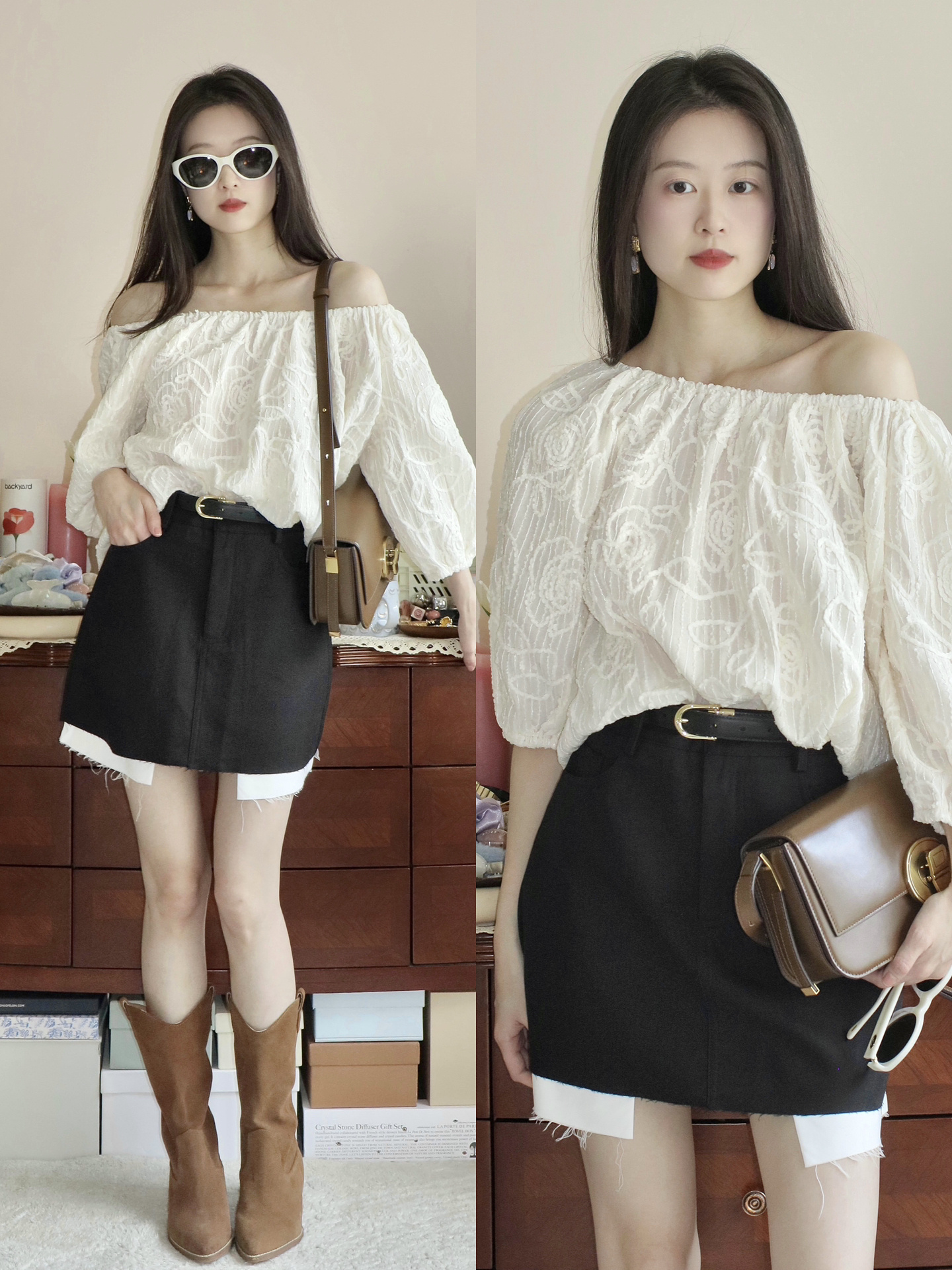 158ootd 半身裙配牛仔靴