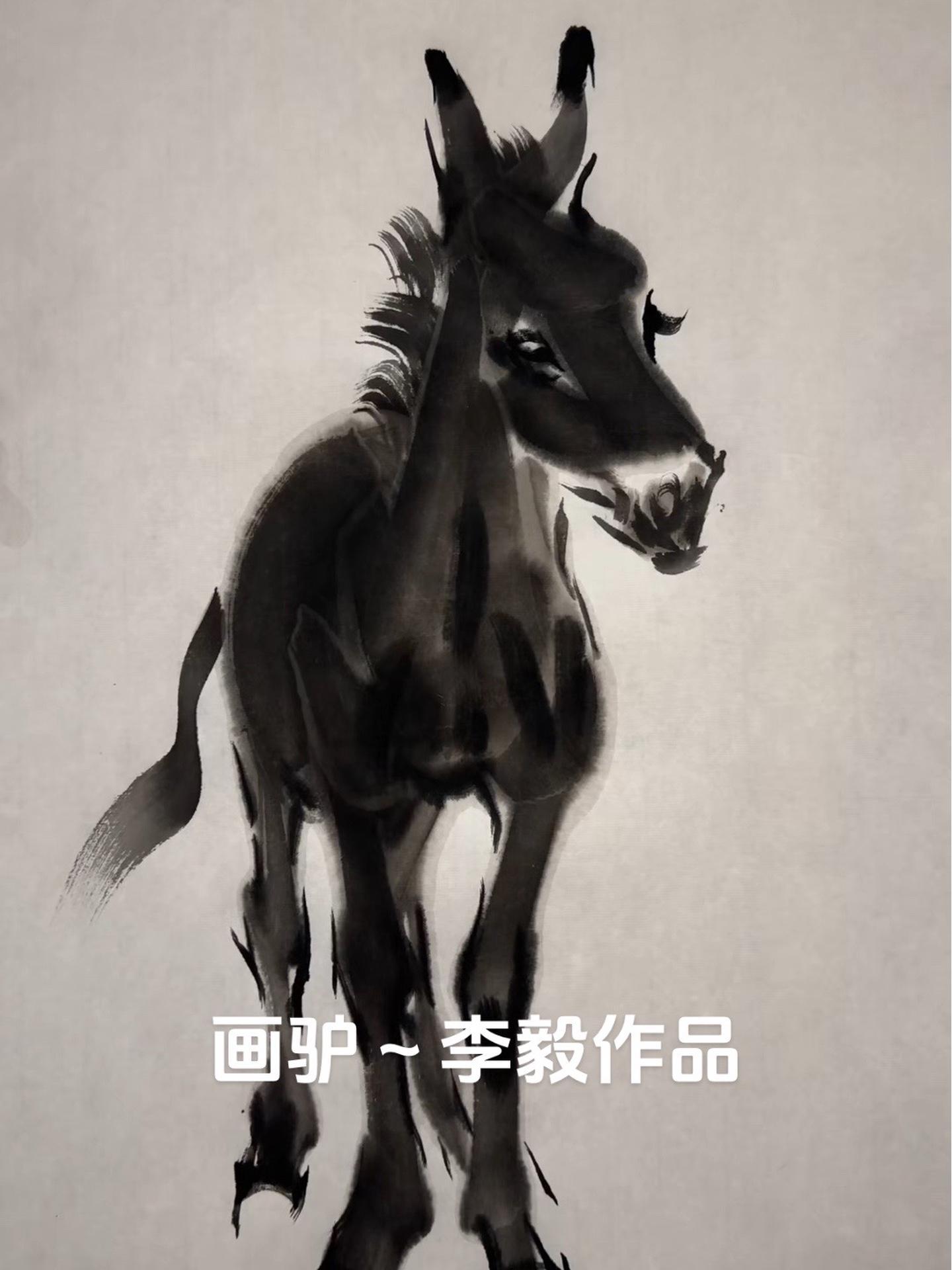 原创 画家李毅 驴 毛驴 水墨画