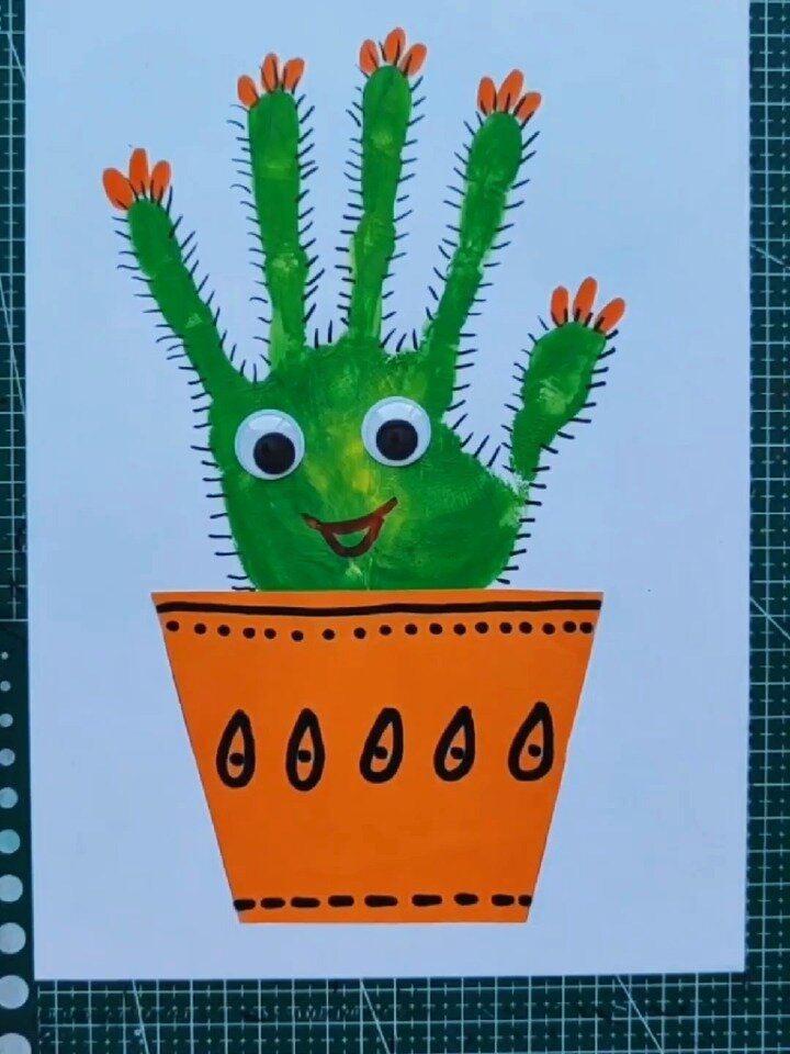 《手掌印-仙人掌》4-5岁宝贝创意美术课程