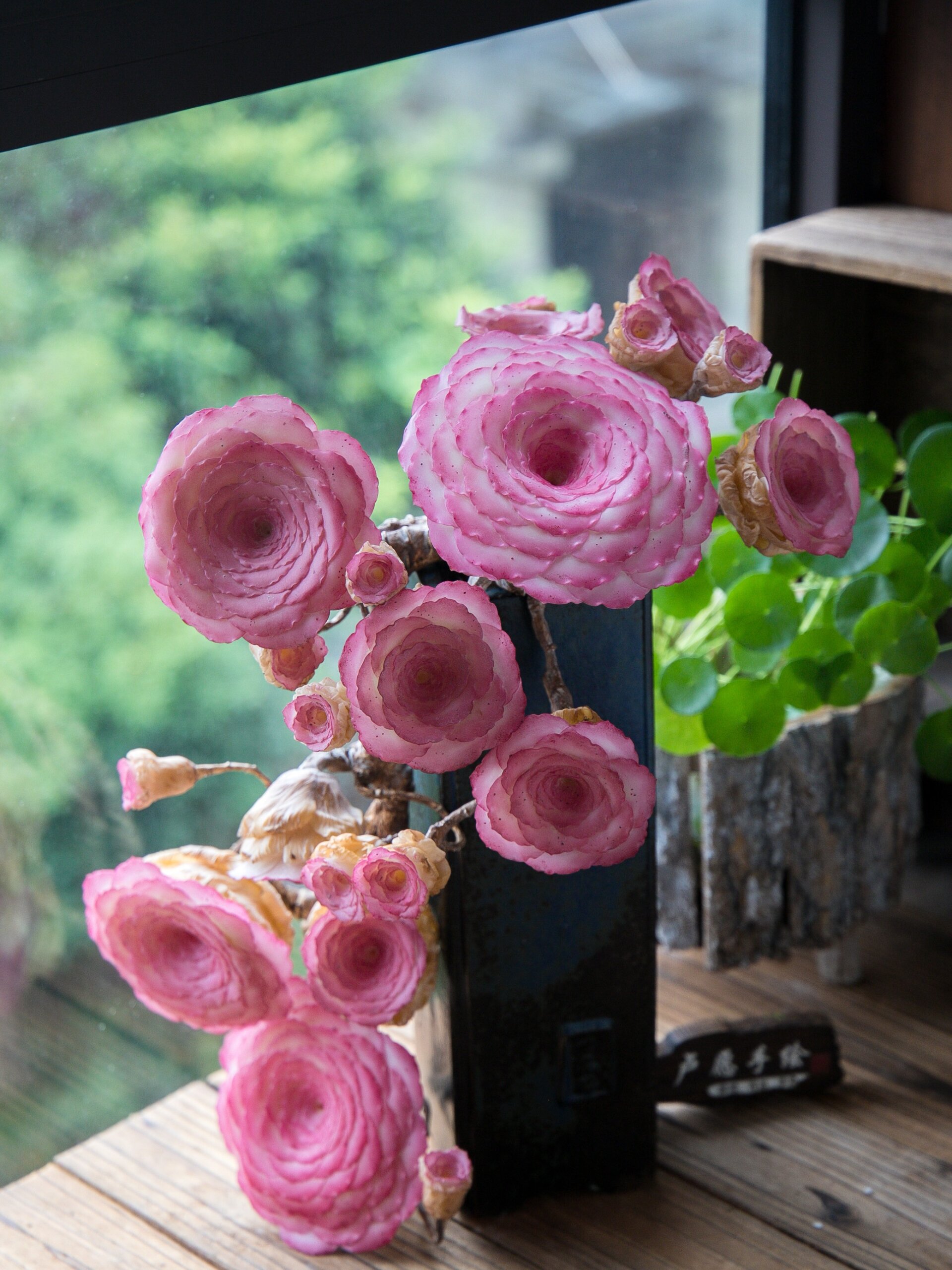 大型帕尔马玫瑰悬崖老桩仿真多肉花卉植物