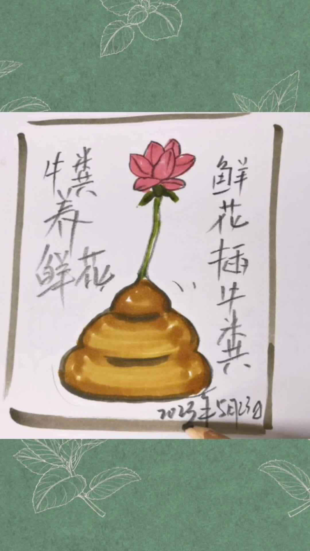 鲜花和牛粪的关系 简笔画 创意 原创 鲜花与牛粪 艺术-度小视