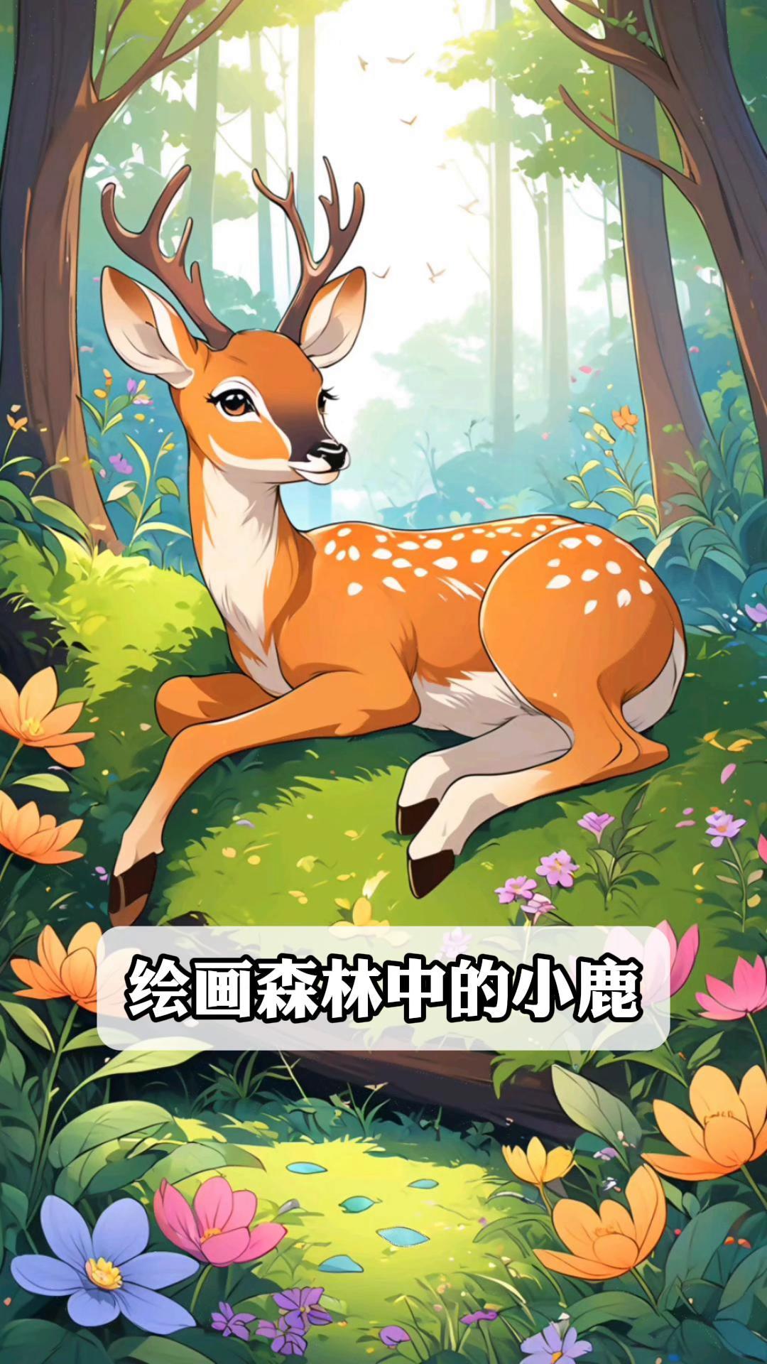 绘画森林中的小鹿
