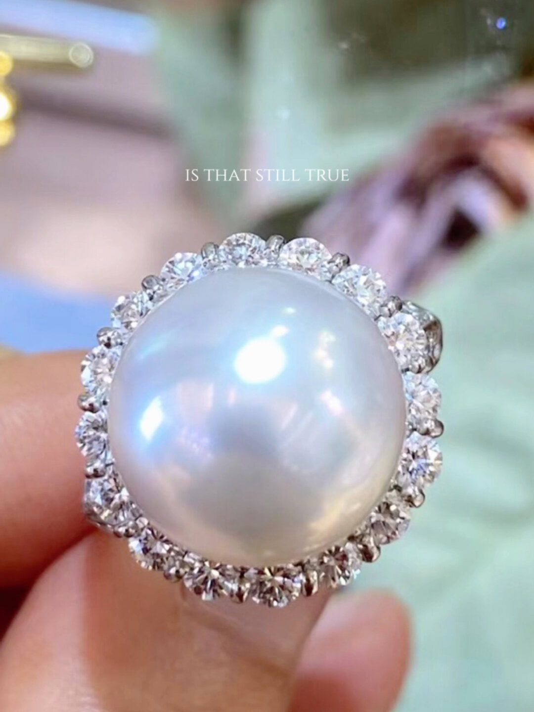 温柔优雅～拿捏 澳白珍珠戒指