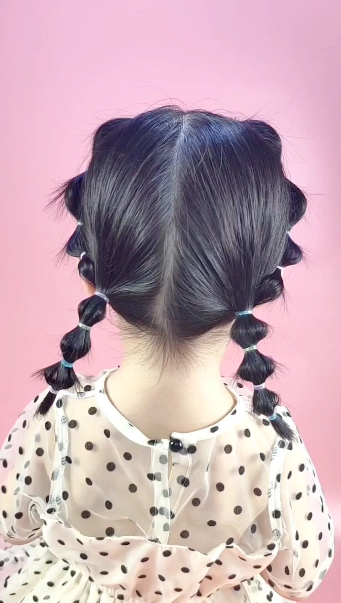 3岁半齐肩短发宝宝碎发多这样扎灯笼辫