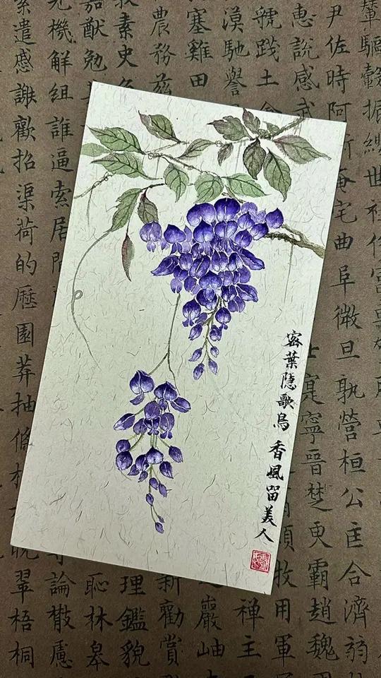 九重紫 国画紫藤花 零基础国画教程