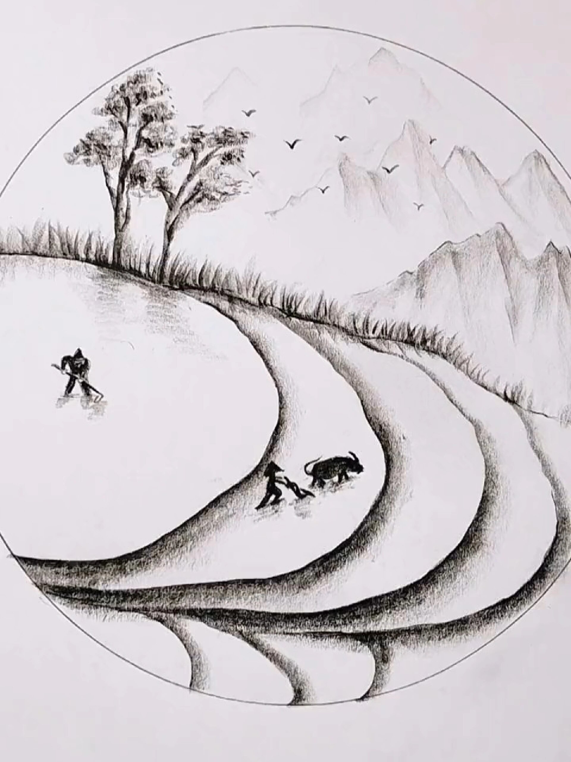 简单几笔画梯田