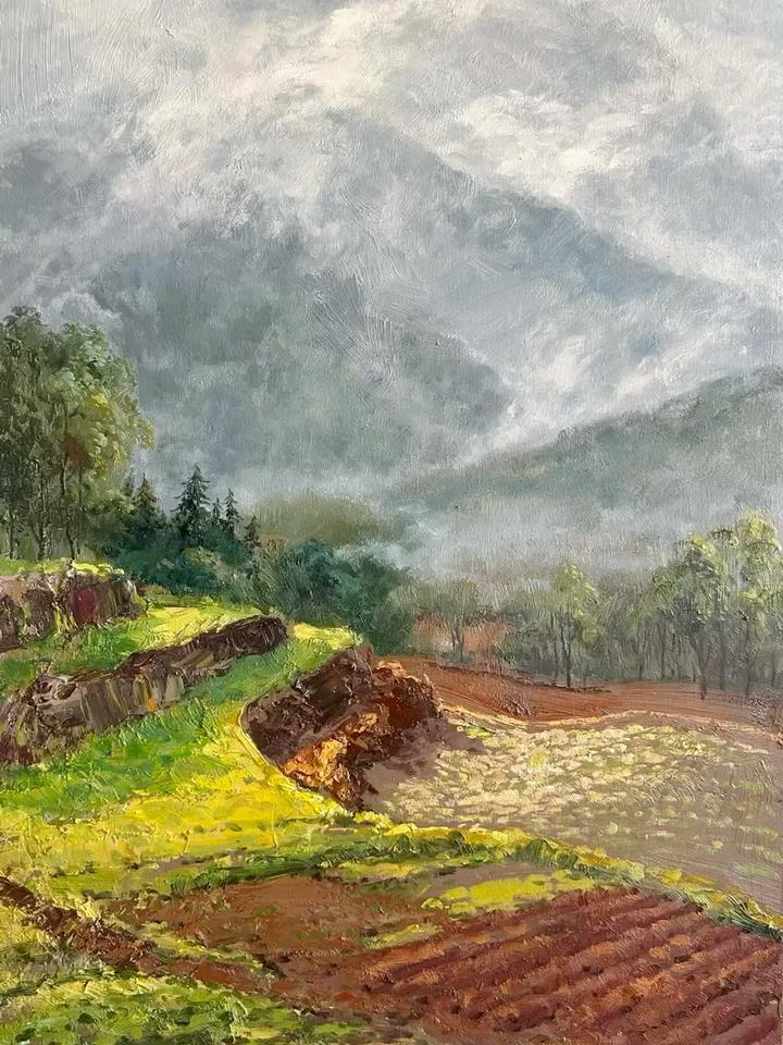 完成一幅画 带你走进画里 油画 风景画 手绘油画 艺术在抖音-度小视