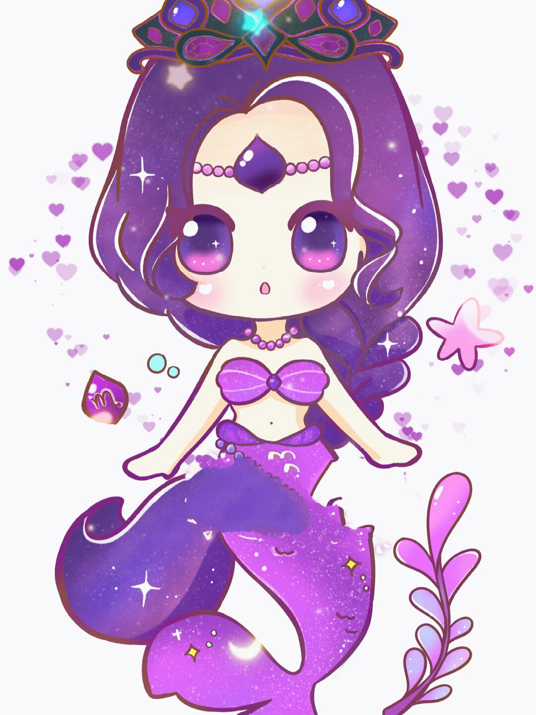 十二星座美人鱼公主 天蝎座 原创星座卡通画