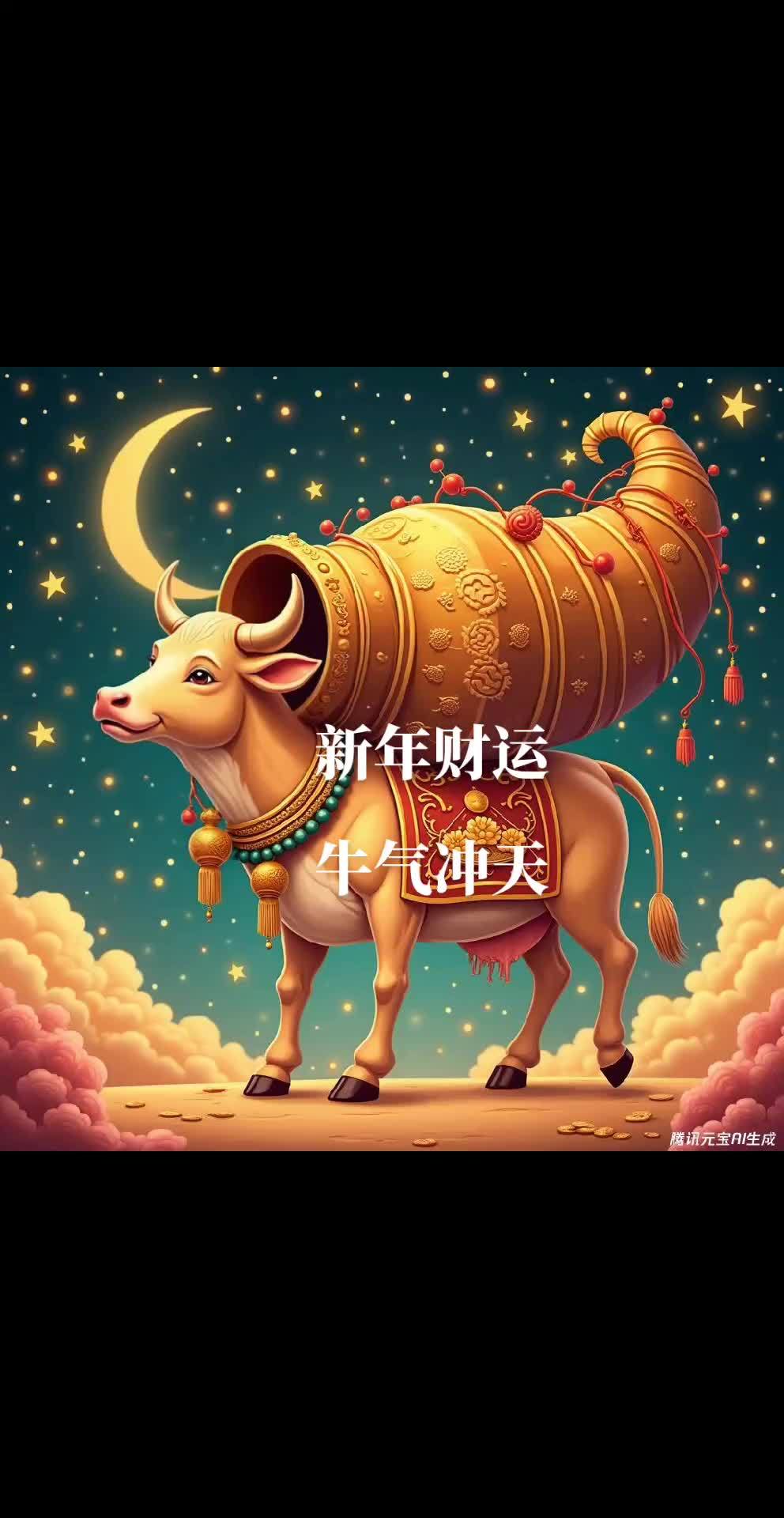 新年财运牛气冲天 接福接财接好运 见者好运见者发财 喜迎财神好运